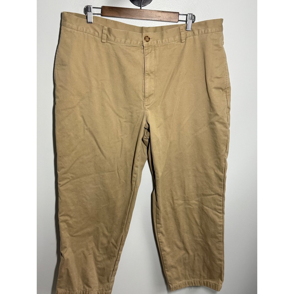 LL Bean Natural Fit Flannel Lined Chinos Mens 40x29 Tan Khaki Plaid Lined Pants